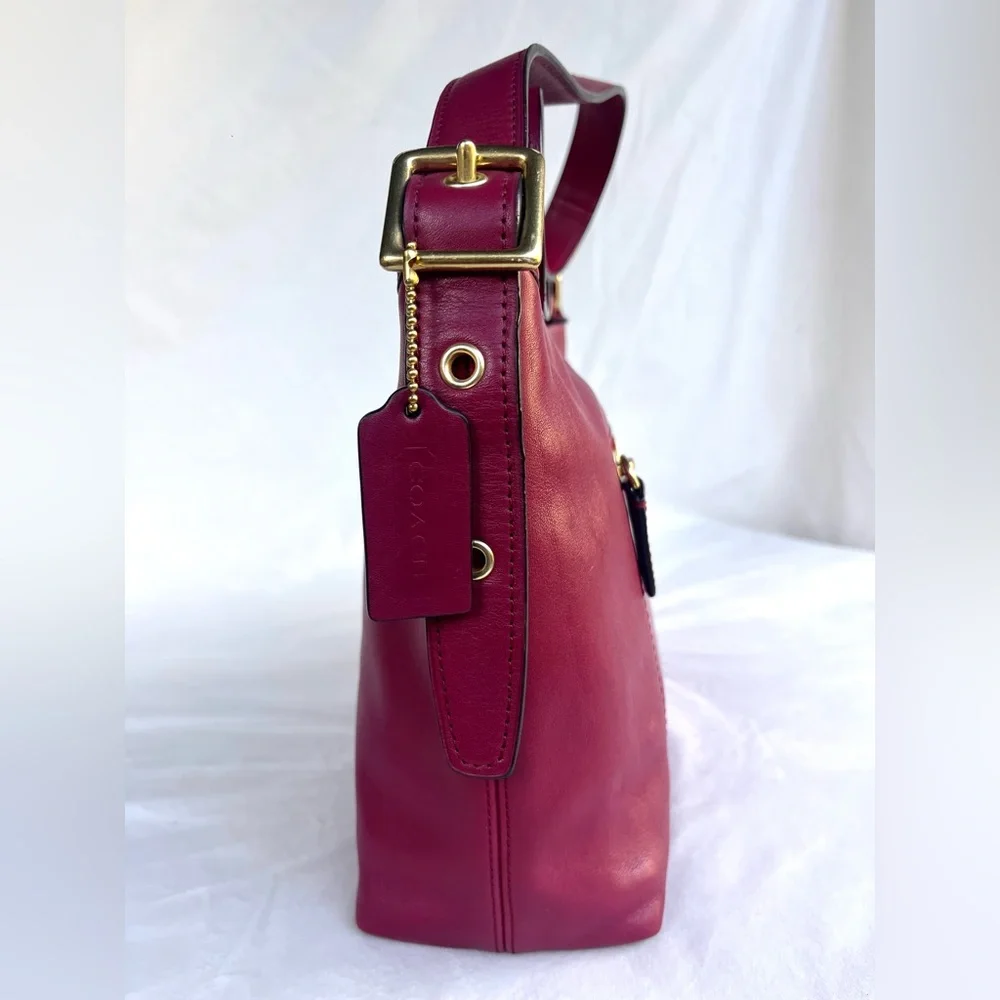 Coach Legacy East West Duffel 25355 Burgundy Leather Bag with Gold Hardware